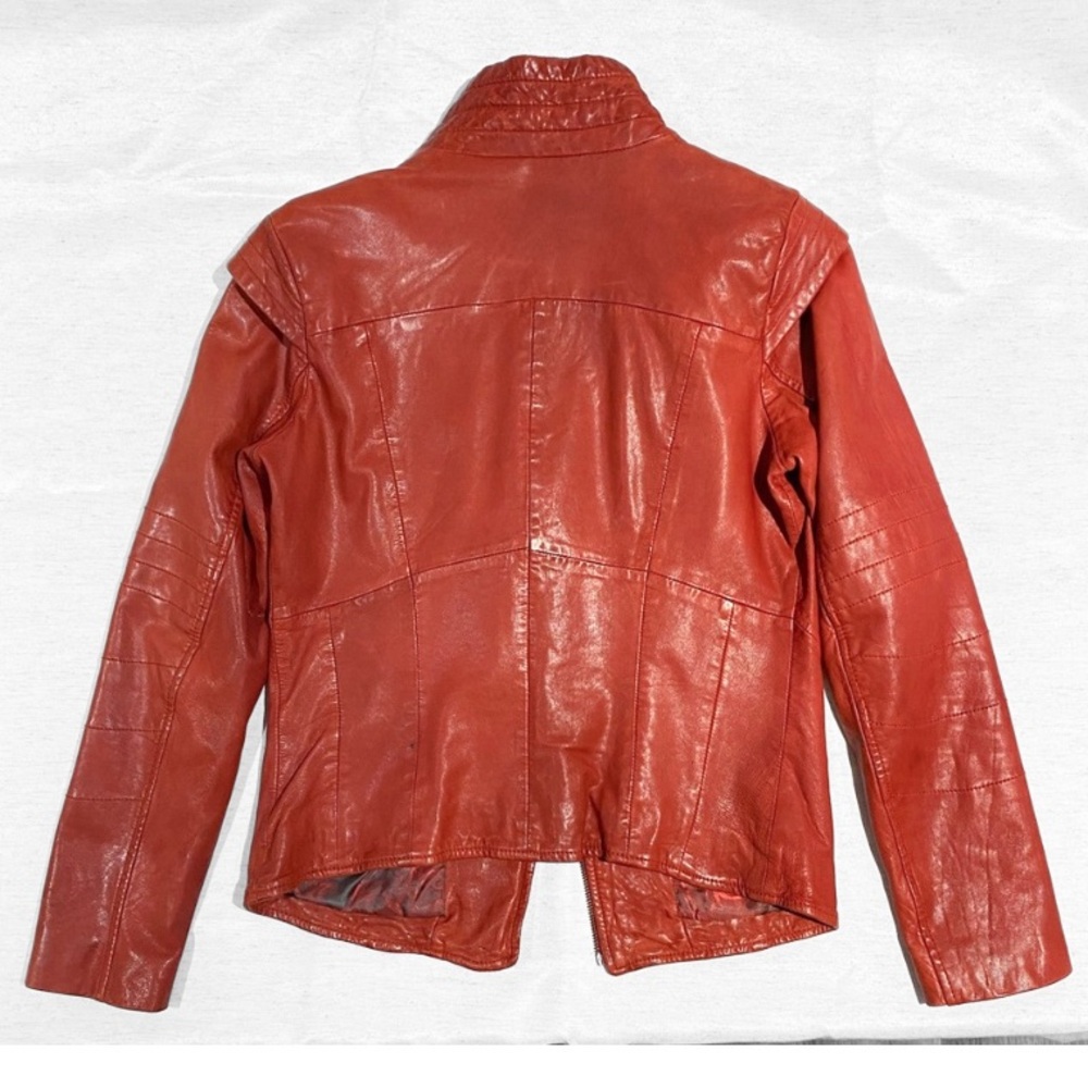 Danier Red Genuine Lambskin Leather Moto Jacket - Like New - Picture 3 of 8